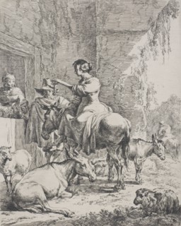 The rest before the inn, c.1652-55. Creator: Nicolaes Berchem.