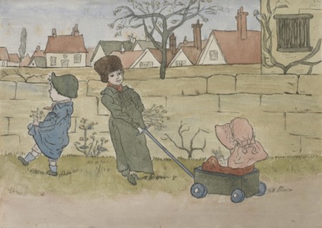 Children playing, 1879. Creator: Catherine Greenaway.
