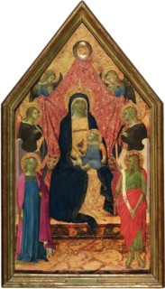 The Virgin and Child enthroned between four Angels, a Martyr Saint and Saint John the Baptist, 1340. Creator: Bartolommeo Bulgarini.