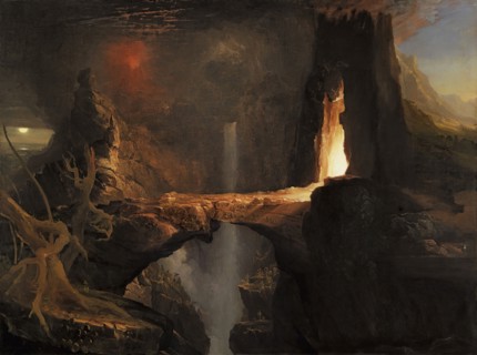 Expulsion. Moon and Firelight, 1828. Creator: Thomas Cole.