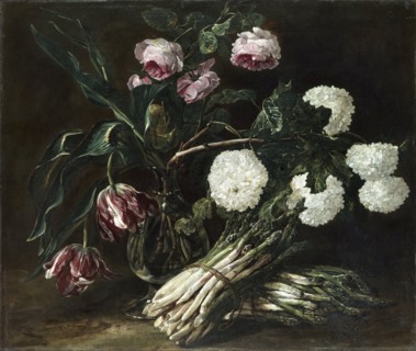 Vase of Flowers and Two Bunches of Asparagus, 1650. Creator: Jan Fyt.