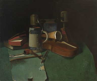 Books, Mug, Pipe and Violin, 1880. Creator: John Frederick Peto.