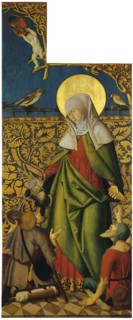 Saint Elisabeth offering bread and Wine to two Beggars (Exterior right wing), 1515. Creator: Anon.