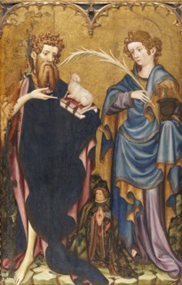 Saint John the Baptist and Saint John the Evangelist with a Donor, 1410. Creator: Joan Mates.