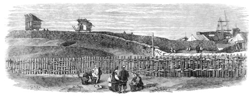 The Taeping Rebellion in China: outside of the stockade where the Wang was beheaded, 1864. Creator: Unknown.