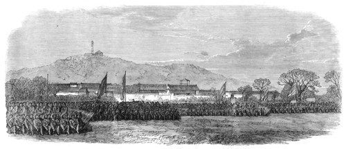 The Taeping Rebellion in China: troops of the Quinsan Garrison..., forming square, 1864. Creator: Unknown.