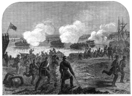 Night attack of the Kent Artillery Volunteers in Ore Creek, near Faversham, 1864. Creator: Unknown.