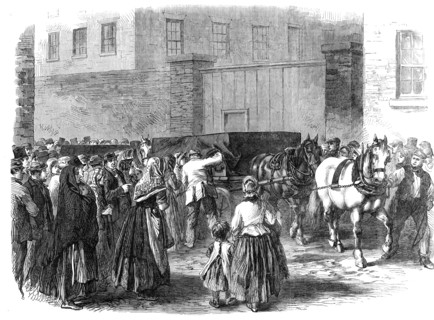 Illustrations of the Flood at Sheffield: burial of the unclaimed dead, 1864. Creator: Unknown.