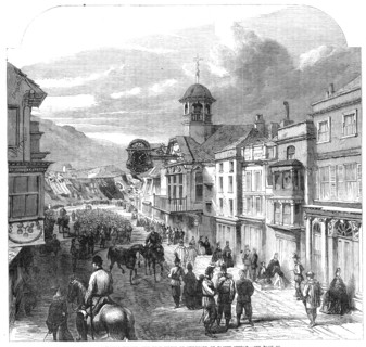 The Volunteer Review: the High-Street of Guildford on Easter Sunday, 1864. Creator: Unknown.