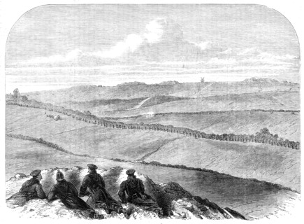 The War in Denmark: sketch of the Redoubts...at Düppel, showing the...outpost sentries..., 1864. Creator: Unknown.
