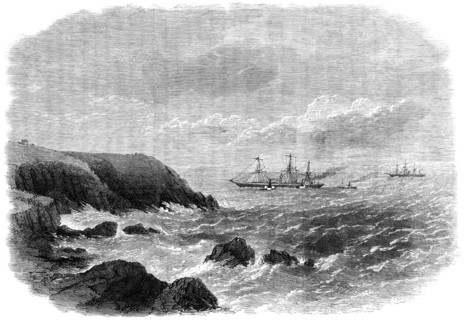 The City of New York steam-ship on Daunt’s Rock, at the entrance of Queenstown Harbour, 1864. Creator: Smyth.
