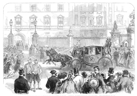 The Court at Buckingham Palace on Saturday last: arrival of the foreign ambassadors, 1864. Creator: Unknown.