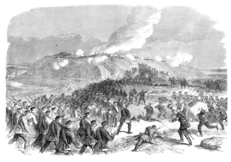 The War in Denmark: the assault on No. 4 Redoubt at Düppel...by our special artist, 1864. Creator: Unknown.