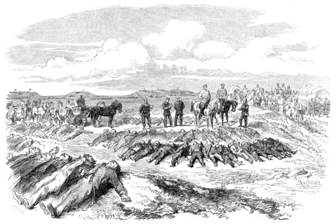 The War in Denmark: collecting the Prussian and the Danish dead after the battle of April 18.., 1864 Creator: Unknown.