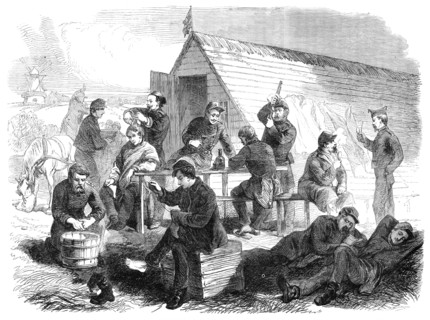 Illustrations of the War in Denmark: barrack life of Danish soldiers: Sunday morning, 1864. Creator: Unknown.
