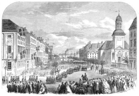 The War in Denmark: public funeral at Copenhagen of officers and soldiers killed at Düppel, 1864. Creator: Unknown.