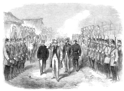 Landing of Sir Rutherford Alcock, K.C.B., at Yokohama, Japan, 1864. Creator: Unknown.