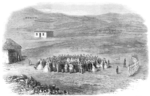 Laying the foundation-stone of an English church, Philippolis, Orange Free State, South Africa, 1864 Creator: Unknown.