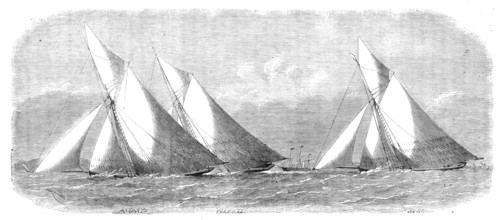 The Yacht Matches in the Thames: Royal London Yacht Club, May 30: the cutters off Southend, 1864. Creator: Smyth.