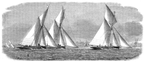 The Yacht Matches in the Thames: Prince of Wales Yacht Club, June 1: the race off East Tilbury, 1864 Creator: Smyth.