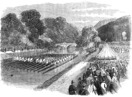 The Royal Visit to Cambridge: procession on the Cam in honour of the Prince and Princess..., 1864. Creator: Unknown.