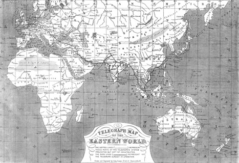 Telegraph map of the Eastern World, 1865. Creator: John Dower.