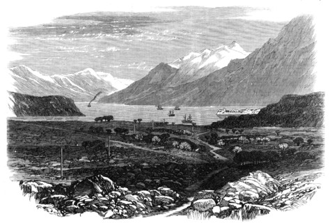 The Indo-European Telegraph: Elphinstone Inlet, Persian Gulf, with a view of the Fort, 1865. Creator: Unknown.