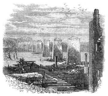 Richmond, Virginia: ruins of the railway bridge, 1865. Creator: Unknown.