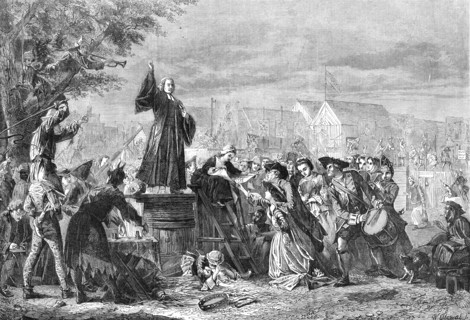 Whitefield Preaching in Moorfields A.D. 1742, by E. Crowe...the Royal Academy, 1865.  Creator: W Thomas.