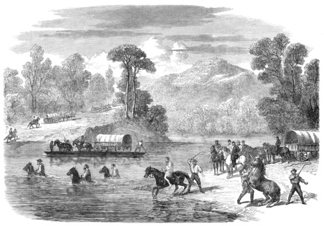 The Last Days of the Confederate Government...crossing the Pe-Dee River, North Carolina, 1865. Creator: Unknown.