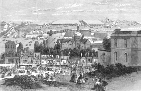 Showyards of the Royal Agricultural Society of England at Plymouth, 1865. Creator: Richard Principal Leitch.
