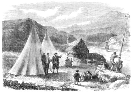 Laying of the Atlantic Telegraph Cable:...workmen on the road between Killarney and Valencia, 1865 Creator: Unknown.