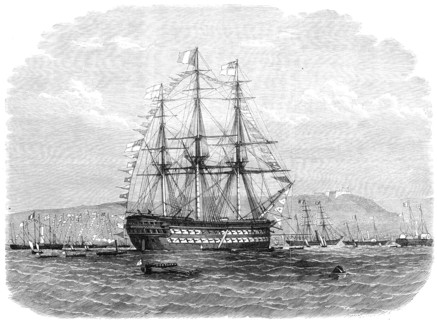 The International Naval Festival at Cherbourg: the British Admiral's flagship..., 1865. Creator: Unknown.