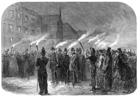 The International Naval Festival at Cherbourg: officers returning from the banquet..., 1865. Creator: Unknown.