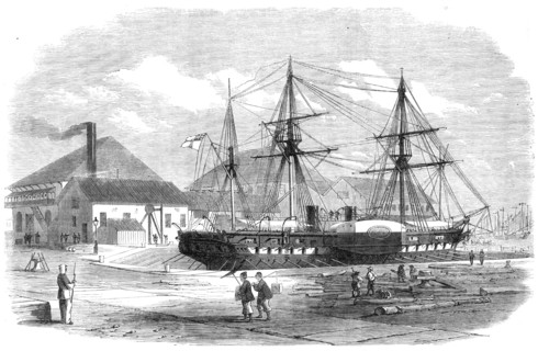 H.M.S. Leopard in dock at Shanghai, 1865. Creator: Unknown.