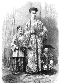 The Chinese Giant, Chang, with his wife and attendant dwarf, 1865. Creator: Unknown.
