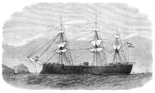 The Spanish iron-clad frigate Numancia in the harbour of Callao, 1865. Creator: Unknown.