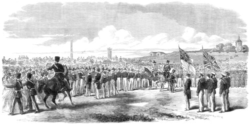 Admiral Sir Michael Seymour presenting the Victoria Cross, on Southsea Common..., 1865. Creator: Unknown.