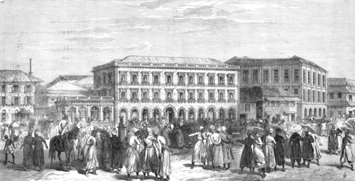 The new Oriental Bank and Share-Market, Bombay, 1865. Creator: Unknown.