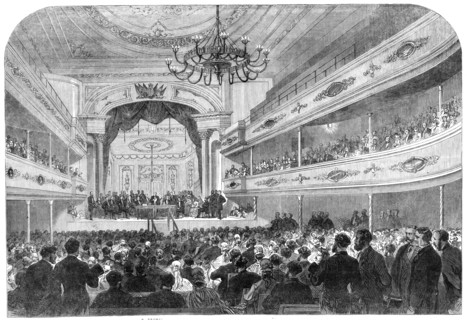 Lord Brougham opening the Social Science Congress at Sheffield, 1865. Creator: Unknown.