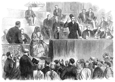 The Social Science Congress at Sheffield: Sir Manockjee Cursetjee...on education in India, 1865. Creator: Unknown.