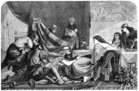 Esther's Banquet, by E. Armitage, from the Liverpool Exhibition of Fine Arts, 1865.  Creator: Unknown.