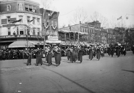 Woman band - Suffrage parade, 1913. Creator: Bain News Service.