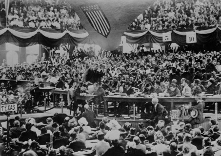 Roosevelt speaking in convention hall, Chicago, 1912. Creator: Bain News Service.