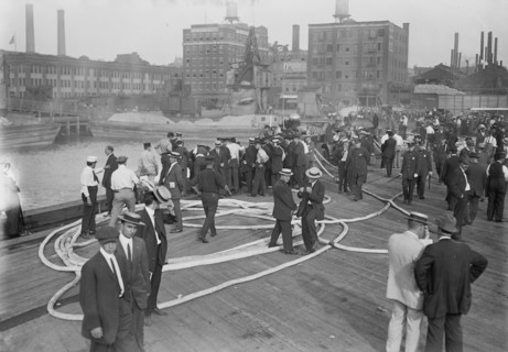 Testing fire engines, 1913. Creator: Bain News Service.