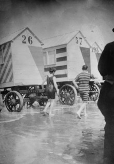 Bathers and Bathing Machines-Ostend, 1913. Creator: Bain News Service.