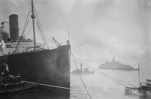 LUSITANIA -- Ship with fans, 1914. Creator: Bain News Service.