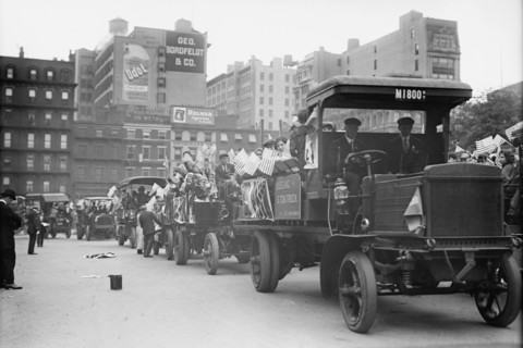 Orphans going to Coney Island in Autos, 1911. Creator: Bain News Service.