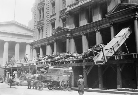 Tearing down Morgan offices, 1913. Creator: Bain News Service.