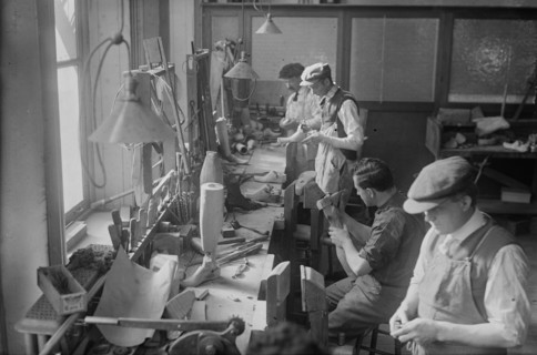 Cripples making artificial limbs, between c1915 and c1920. Creator: Bain News Service.